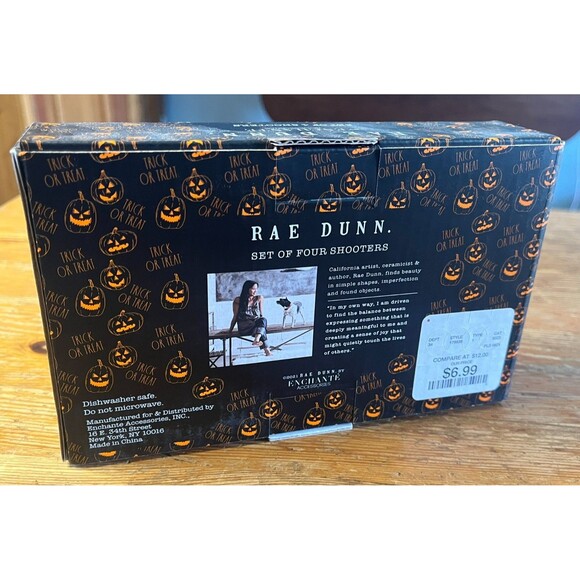 Rae Dunn Halloween Shot Glass Set of 4 Shooters Glasses NIB Trick Treat - Picture 2 of 3